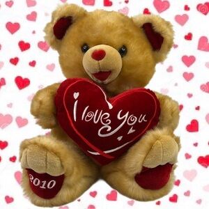 Vintage Dan Dee I Love You Plush Teddy Bear‎ Collectors Choice Brown